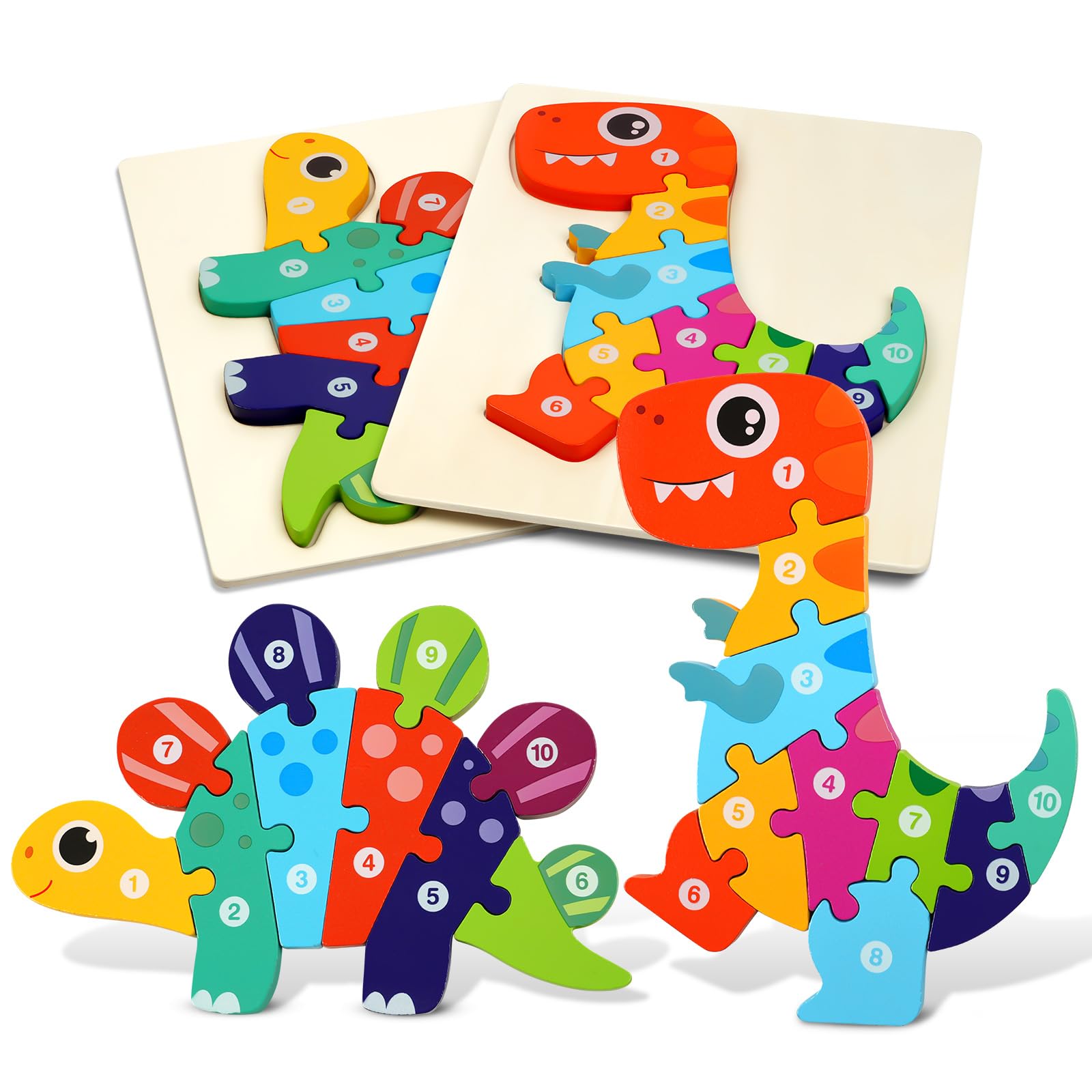 HOTUT Puzzle in Legno per Bambini, 2 Pezzi Legno Giocattoli, Giochi da Puzzle, Animali Montessori Giochi Bambino Educativi per Bambino Sopra i 1 Anni