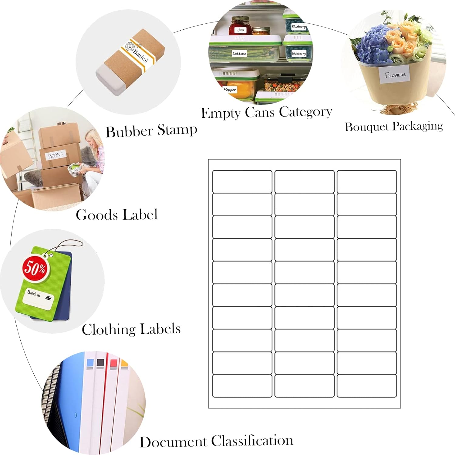 Immuson 30 Up 1 x 2-5/8 Inch Address Shipping Labels SKU Labels for Laser and Inkjet Printers, FBA Product Labels. (200 Sheets)