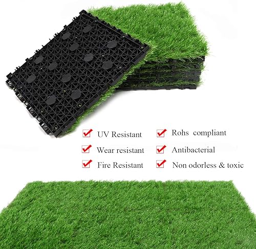 Miniatura 4 de Progoal - Alfombra de césped artificial para suelo, césped artificial entretejido con auto drenaje, 12 x 12 pulgadas, 1.7 pulgadas de alto (césped