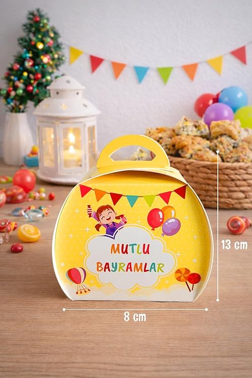 Bayramlık Hediye Kutusu, Çocuklar için 10 lu Bayram Şekerleme Toka Hediye Kutus Ramazan Kurban