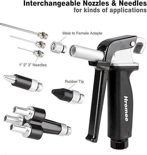 Miniatura 2 de Hromee Kit de pistola de soplado de aire de alto flujo de 12 piezas con boquillas Xtreme seguras y silenciosas, punta de goma, extensión de 6/12