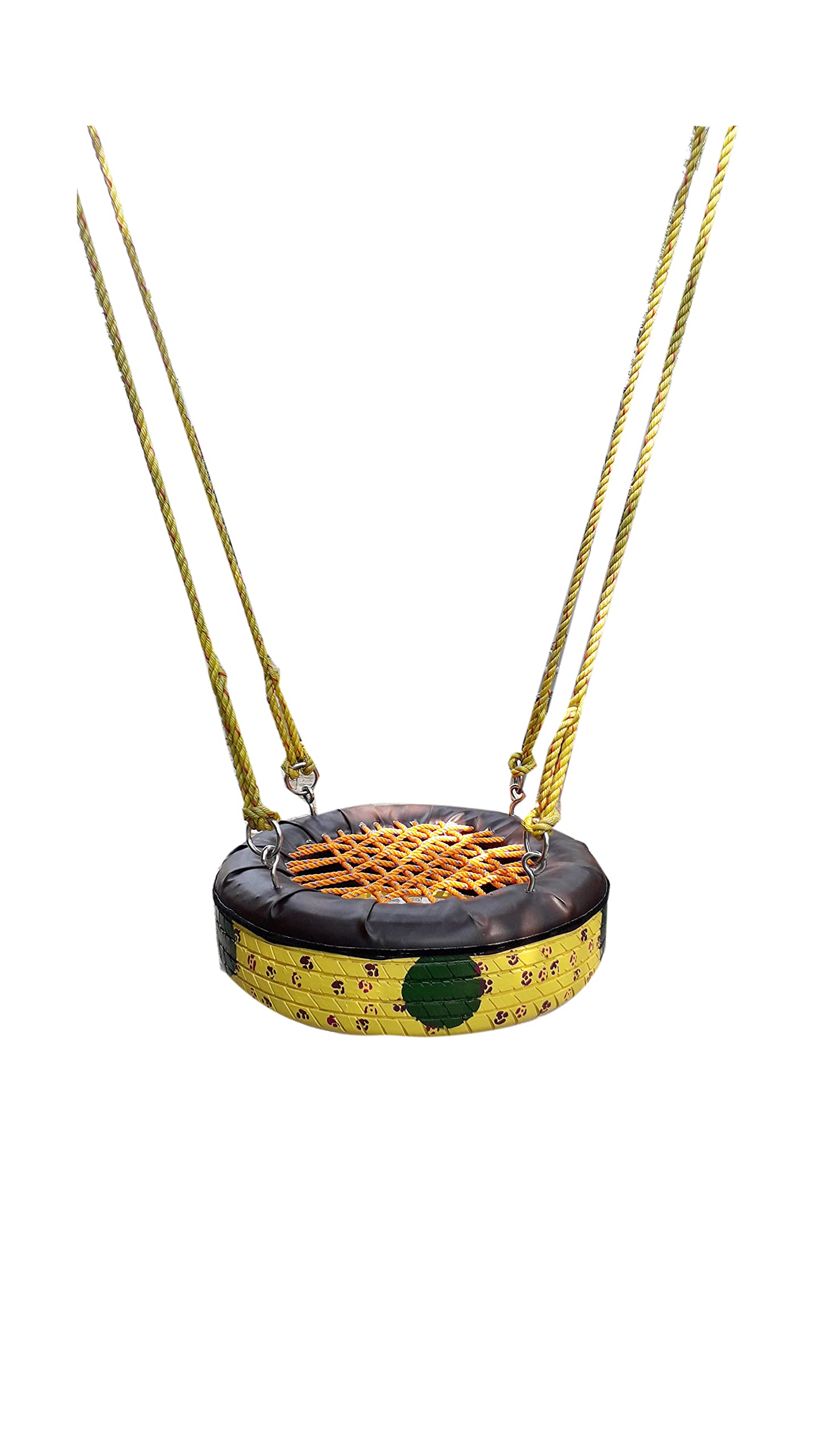Rose Garden Art Single Seater Tyre Rubber Swing for Adults Kids Home Balcony Indoor Outdoor Gift Hanging Jhula with Long Durability-image-35