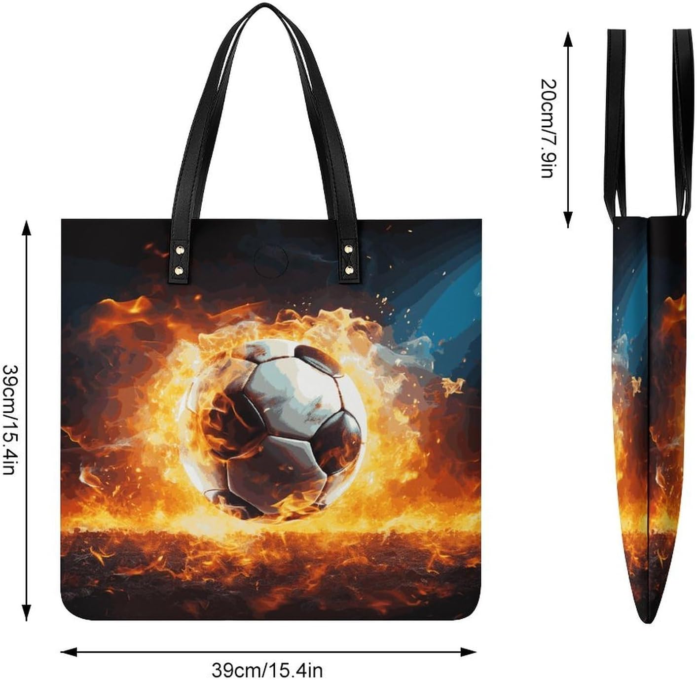 Burning Soccer Ball Handbags Large Capacity, Tote Bag Stylish Slouchy, Shoulder Bags for Work Beach Travel And Shopping Grocery.