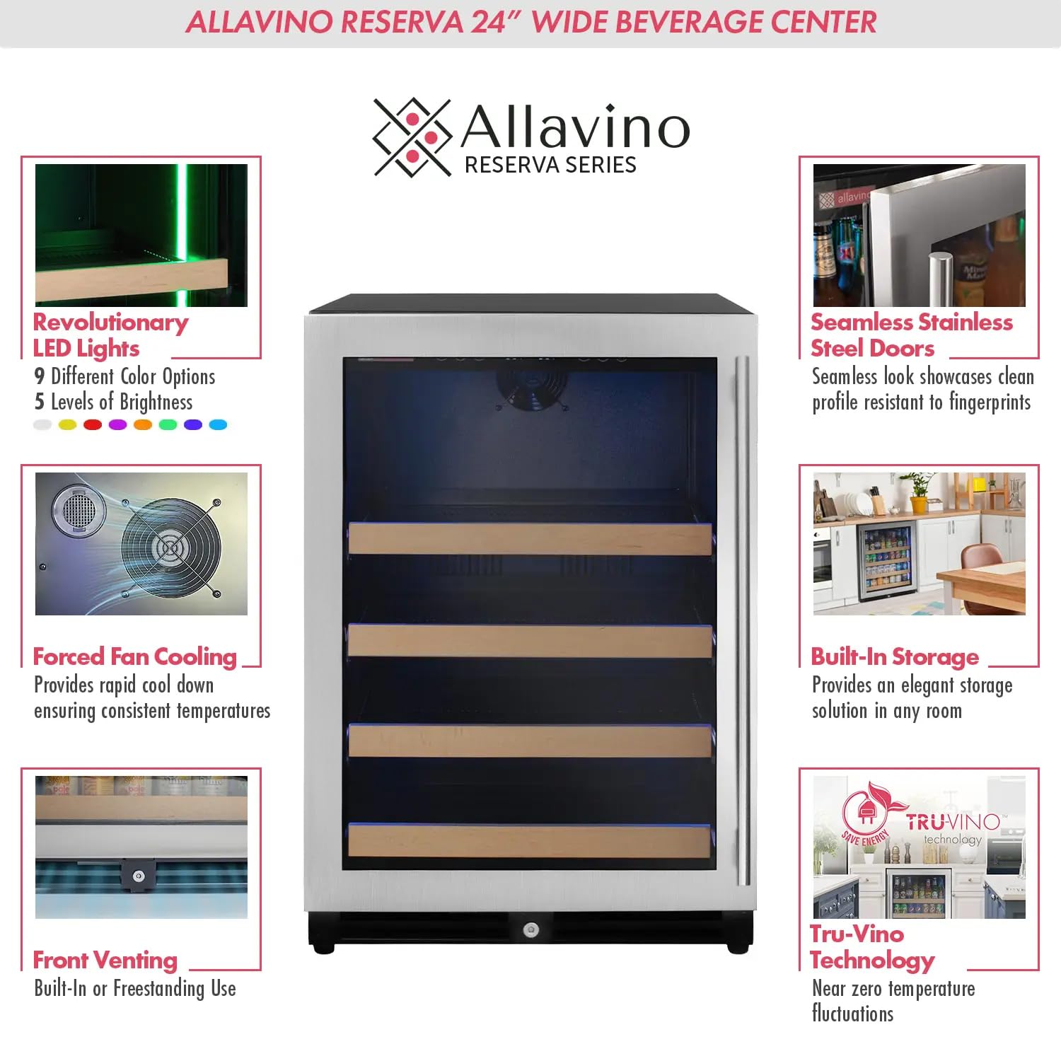 Allavino VSBC24L-SSL 24" Wide Reserva Series Stainless Steel Left Hinge Beverage Center on Fridge.com