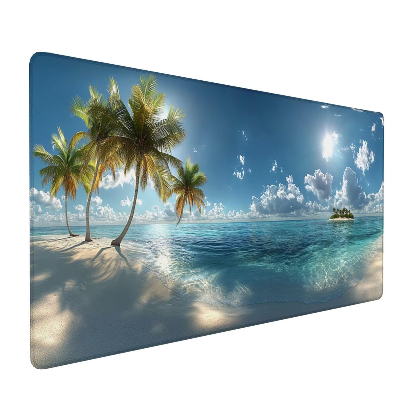 Podkładka pod mysz XXL 900 x 400 x 3 mm niebieska podkładka pod mysz, duża podkładka pod mysz plażowa z matowymi szwami na krawędziach, ochrona na biurko z antypoślizgową podstawą dla gracza/biura