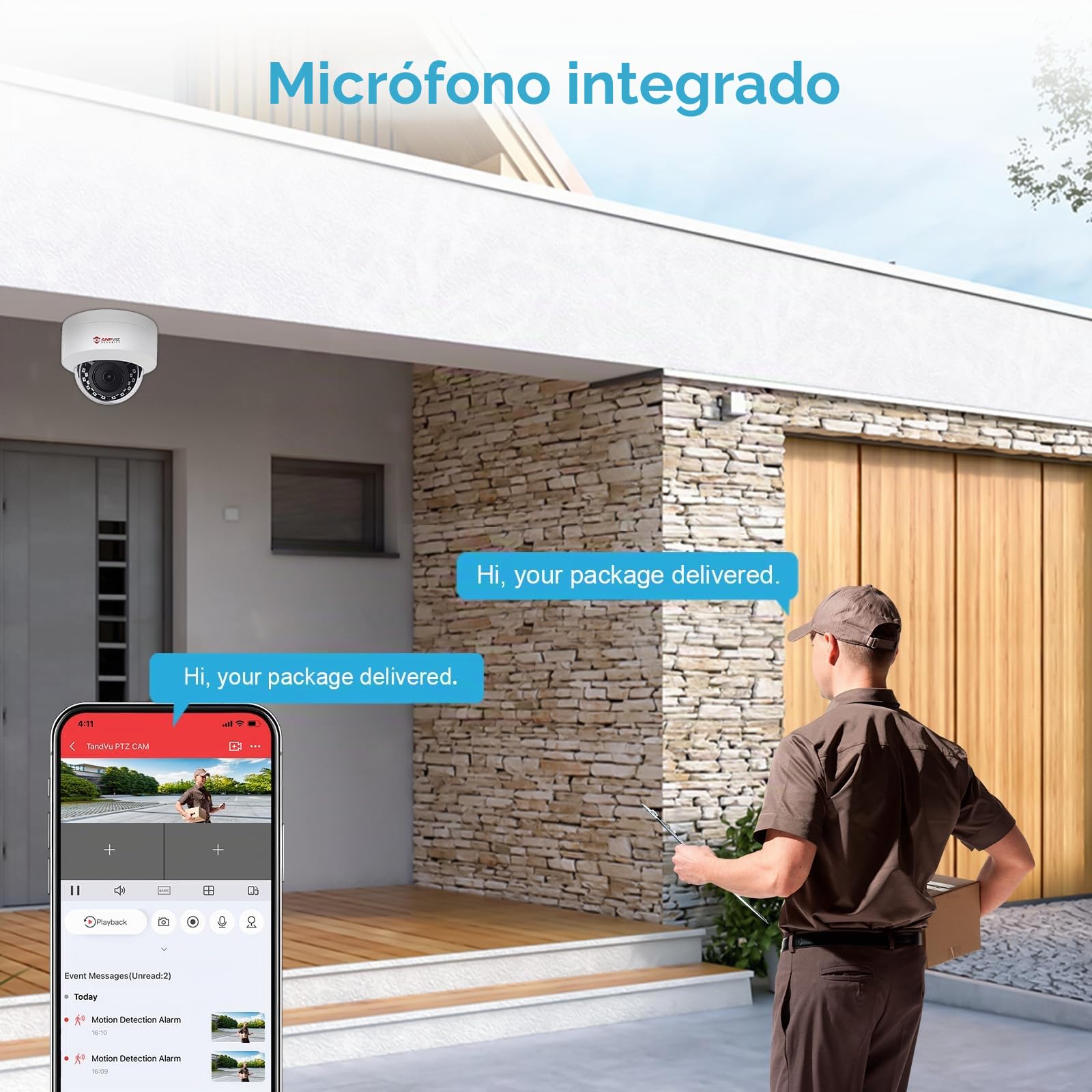 Anpviz 4MP Cámara de Vigilancia PoE con Micrófono, Visión Nocturna IR | Detección de Movimiento, Acceso Remoto, Interior y Exterior, IP66, Metal Carcasa, Memoria NFS y NVR, Sin Instantánea(Serie U)