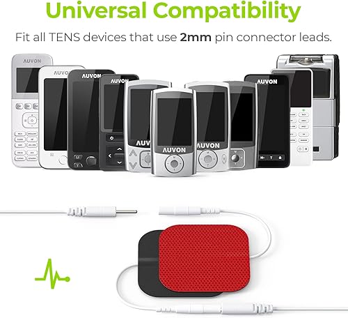 Vista 19 de AUVON TENS - Parches de electrodos con rendimiento autoadhesivo mejorado y diseño no irritante para electroterapia (negro)