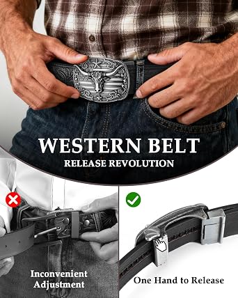 BELTROAD Western Ratchet Belts for Men Women Cowboy Belt Western Leather Ratchet Men's Slid Belt Gift, Cut for Fit