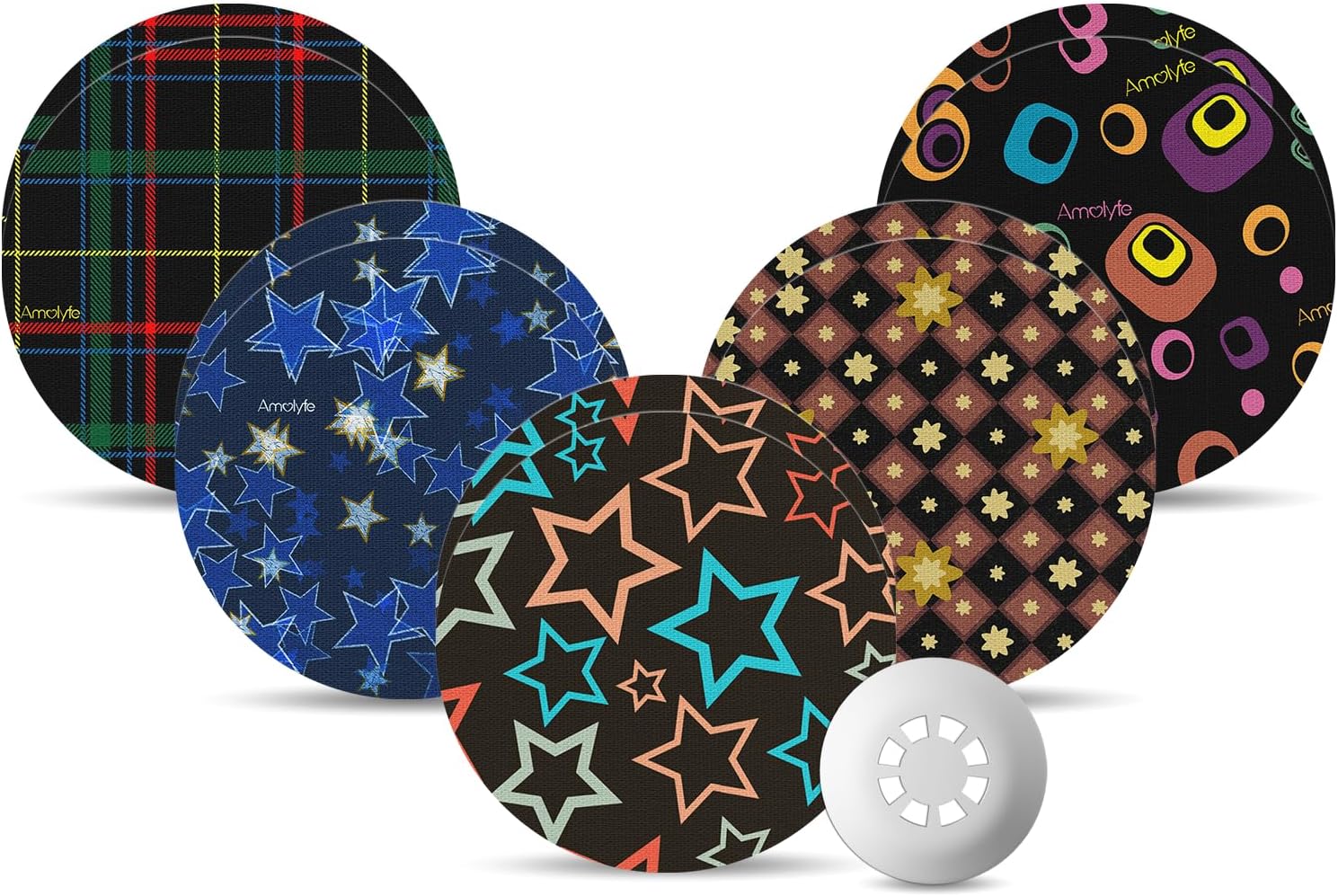 Libre 3 Sensor Covers Waterproof, Amolyfe 10 Pack Freestyle Libre 3 Covers, Bump-Proof with Hard Cap, Waterproof Breathable Medical CGM Adhesive Patches, 14-Day CGM Protection (Star)