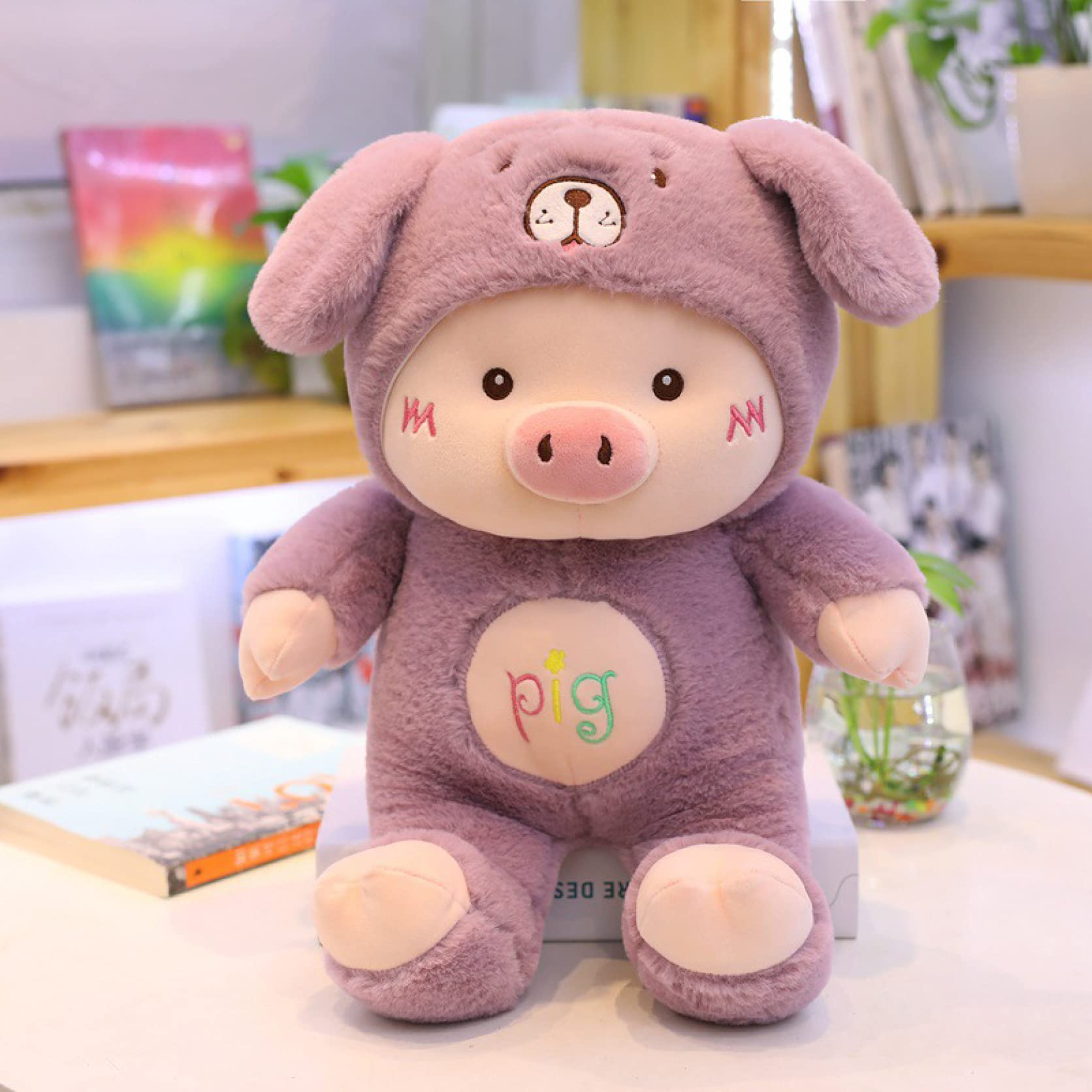 Amazon.co.jp: MMLYY ぬいぐるみ 特大 豚 服着た 目開ける 32cm 太い