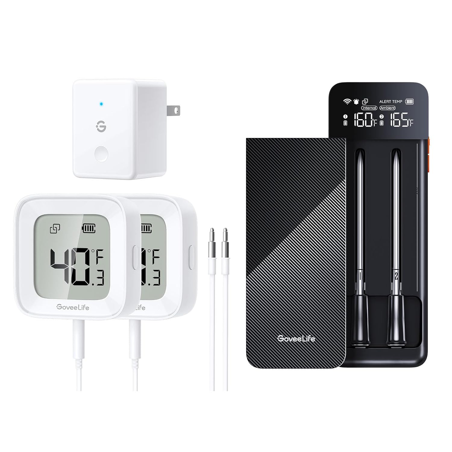 GoveeLife WiFi Freezer Thermometer 2Sensor H5108 Bundle with Wireless Meat Thermometer 2Probes H5192