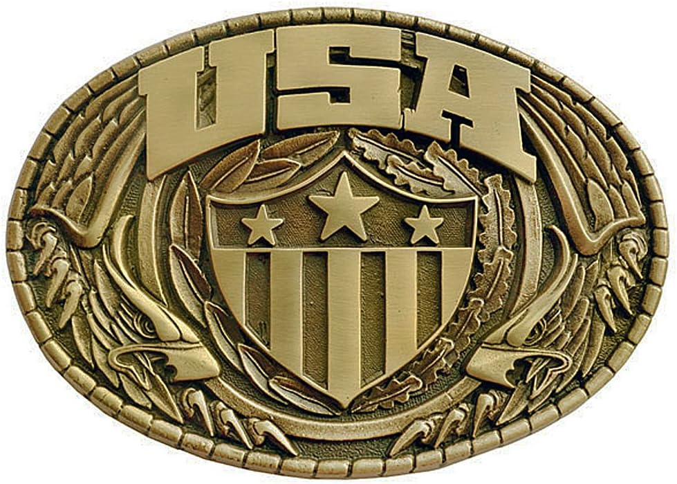 Indiana Metal Craft Men's USA Shield Belt Buckle