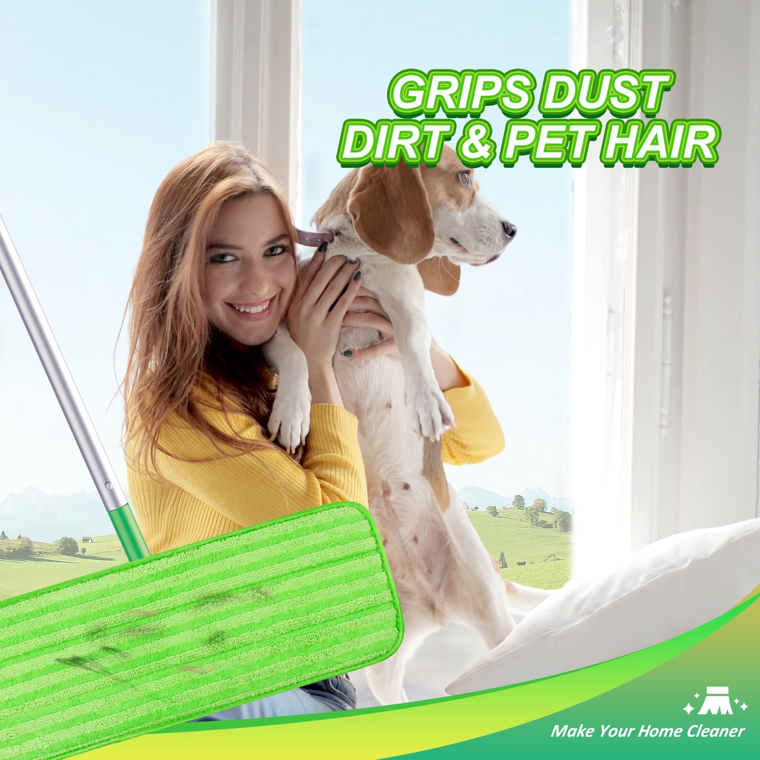 Paquete de 4 almohadillas de microfibra para trapeadores Swiffer XL, reutilizables, húmedos y secos, compatibles con Swiffer Sweeper XL, almohadillas de repuesto lavables para limpieza en seco y