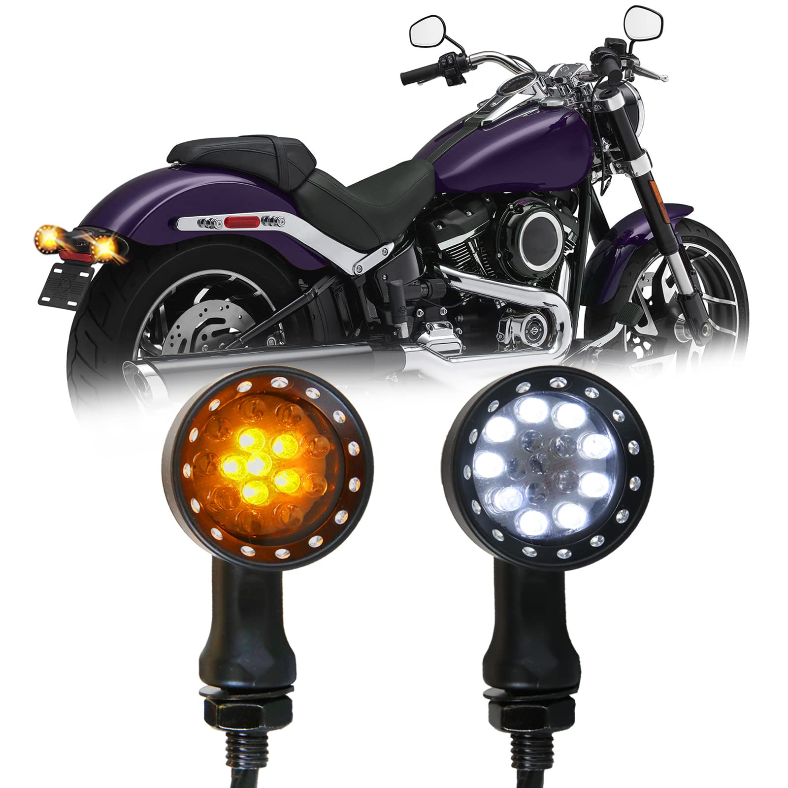 Buy DREAMIZER Black Motorcycle Turn Signals 15 LEDs Bullet Front Rear