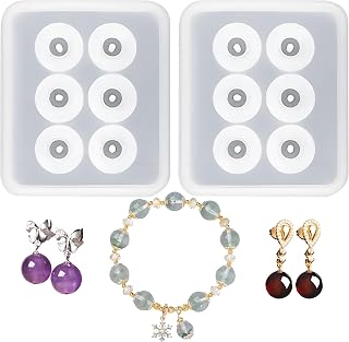 Silicone Resin Bead Molds with Holes, 2 Pack, 6-Cavity Round Design