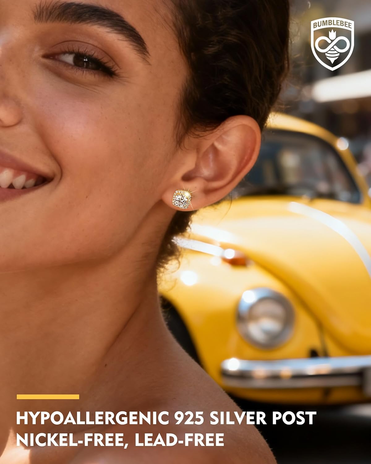 BUMBLEBEE Handmade 925 Sterling Silver Moissanite Studs Earrings for Women and Men, 14K Gold Plated, 1–4 CTTW VVS1, Hypoallergenic, Jewelry Gift for Anniversary, Birthday, Valentine’s Day - Image 3