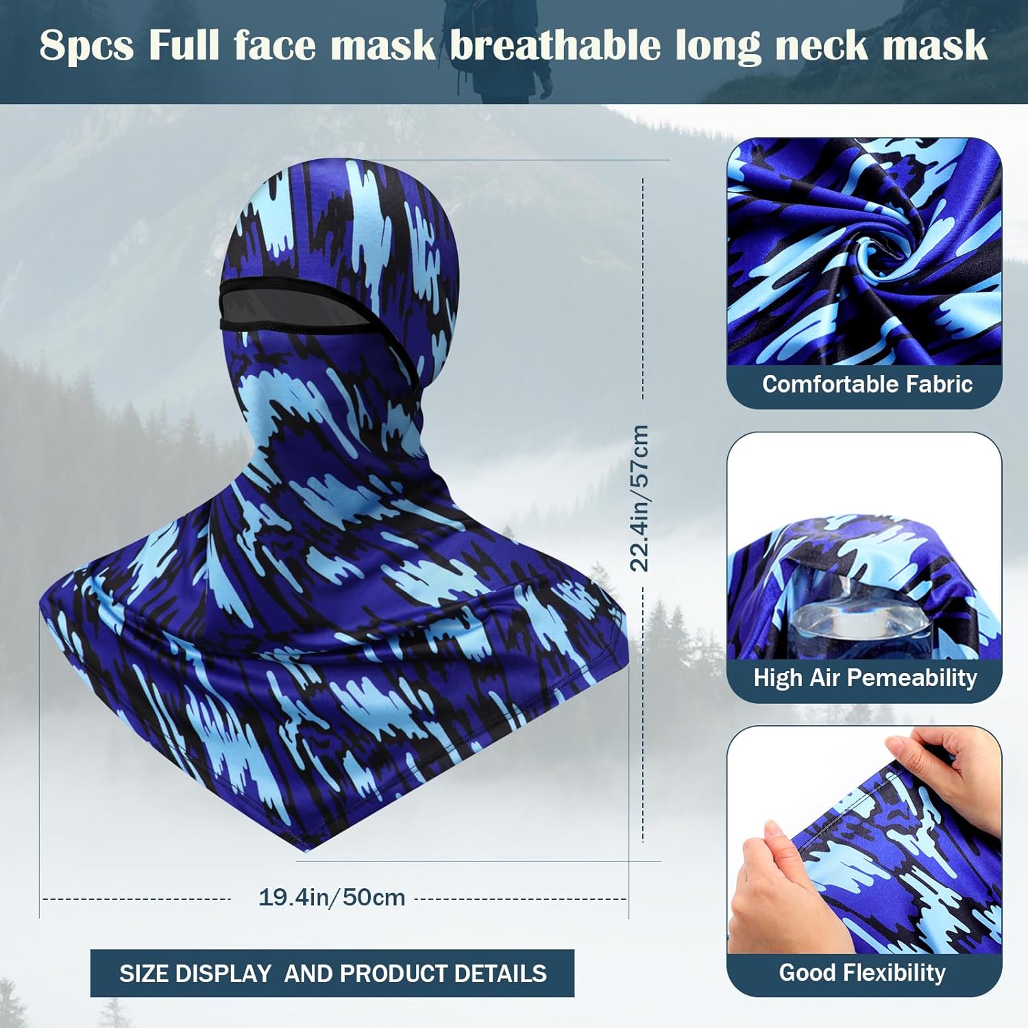 Balaclava Full Face Masks Summer Balaclava Long Face and Neck Cover Breathable Sun Protection for Men Women