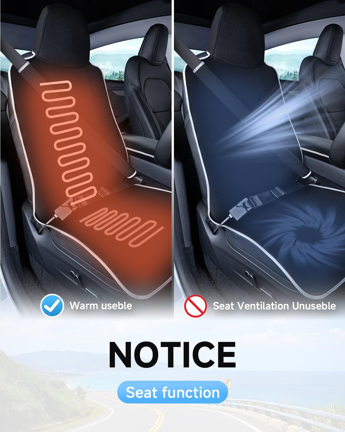 for Tesla Model 3/Y Waterproof Neoprene Car Seat Cover with Extended Seat Belts & Armrest Box Pads, Sweatproof Non-Slip Seat Protector for Run, Yoga Kids and Pet Protection(Black, 1 Pack)