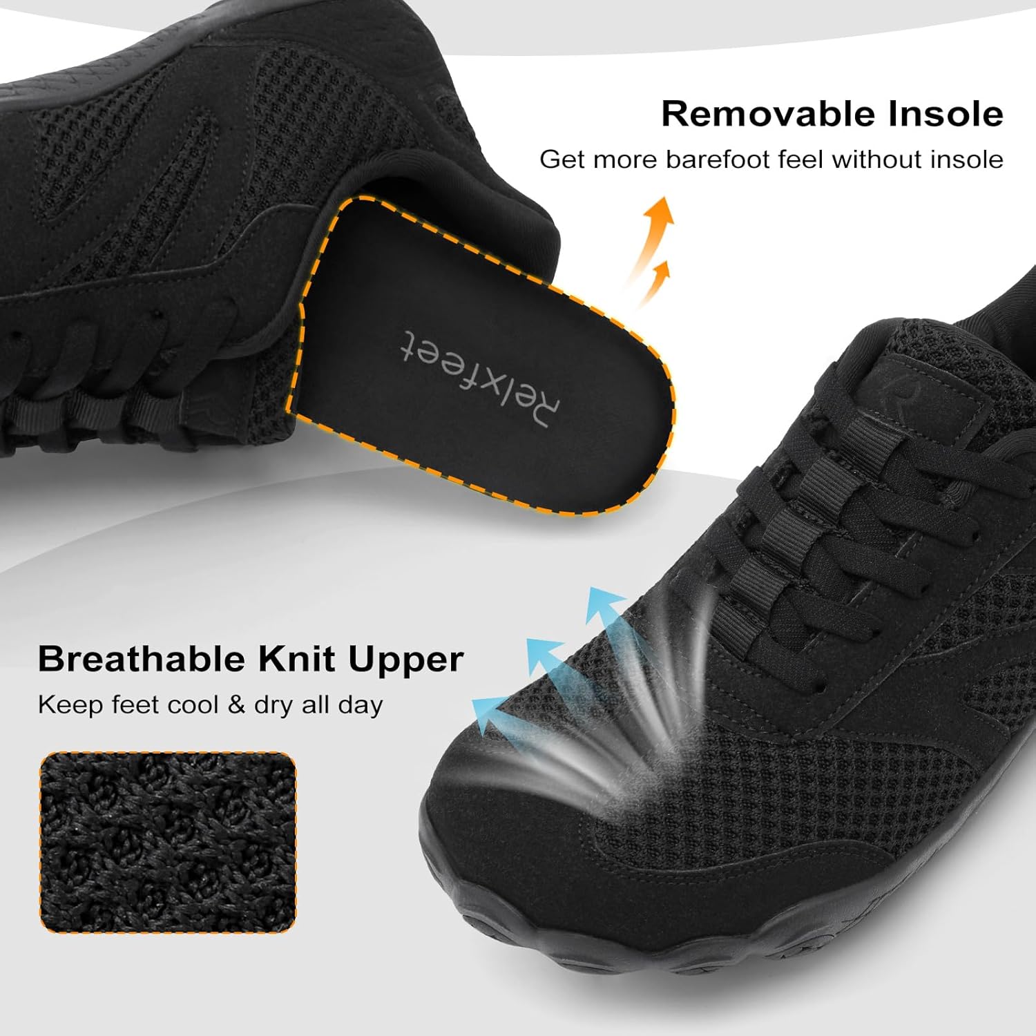 relxfeet Men's Barefoot Slip-On Shoes Wide Toe Box Zero Drop Minimalist Sneakers for Walking Training & Everyday Comfort - Image 5