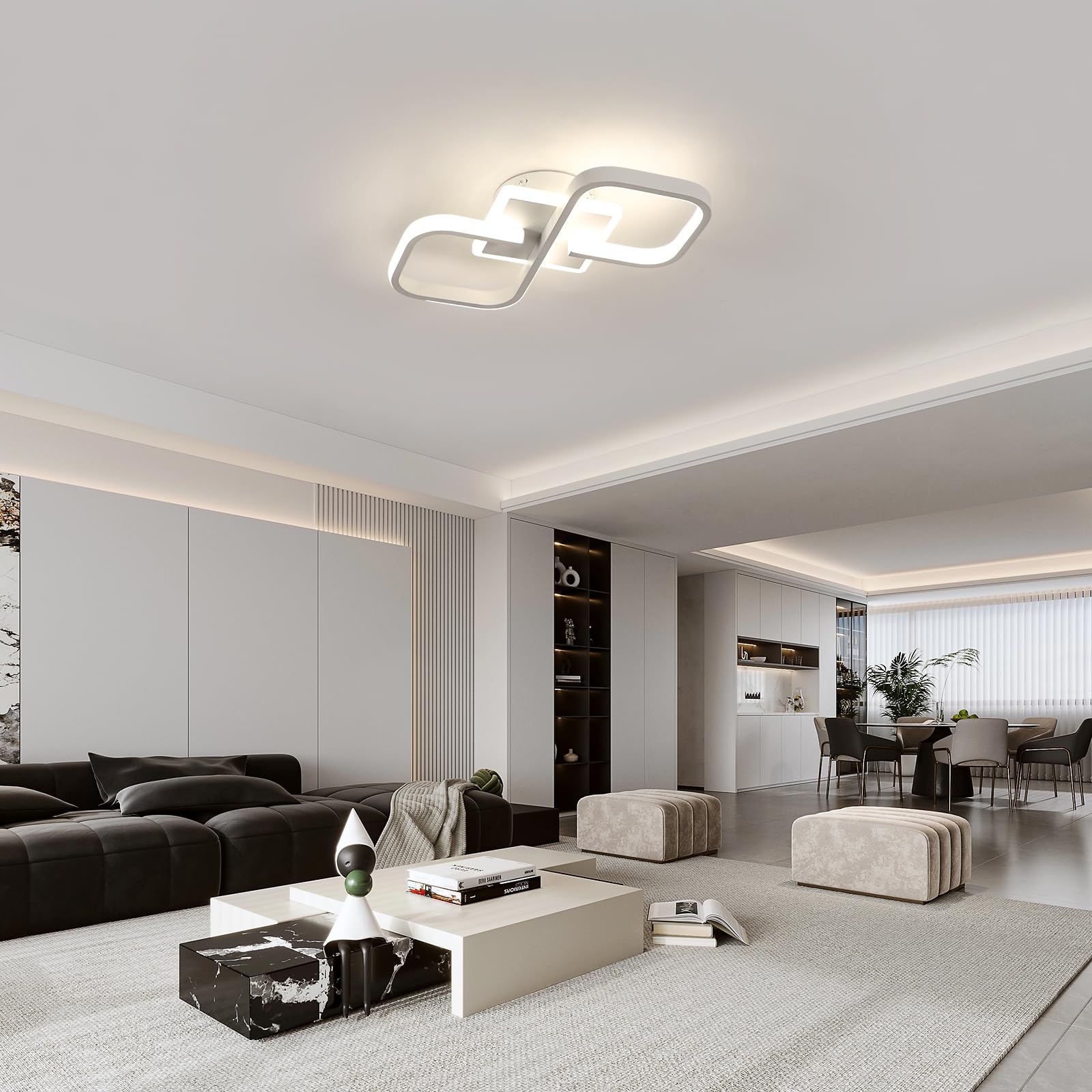 Comely Plafon LED, 36W 4000LM Kwadratowa Lampa Sufitowa, Biała Nowoczesna Akrylowa Oprawa Sufitowa Do Korytarza Łazienki Kuchni Salonu, Światło Naturalne 4500K