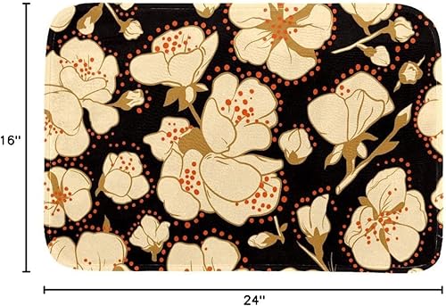 Miniatura 3 de Tapete con patrón de flores negras tapete antideslizante para interiores y exteriores tapete divertido regalo de inauguración de la casa decoración