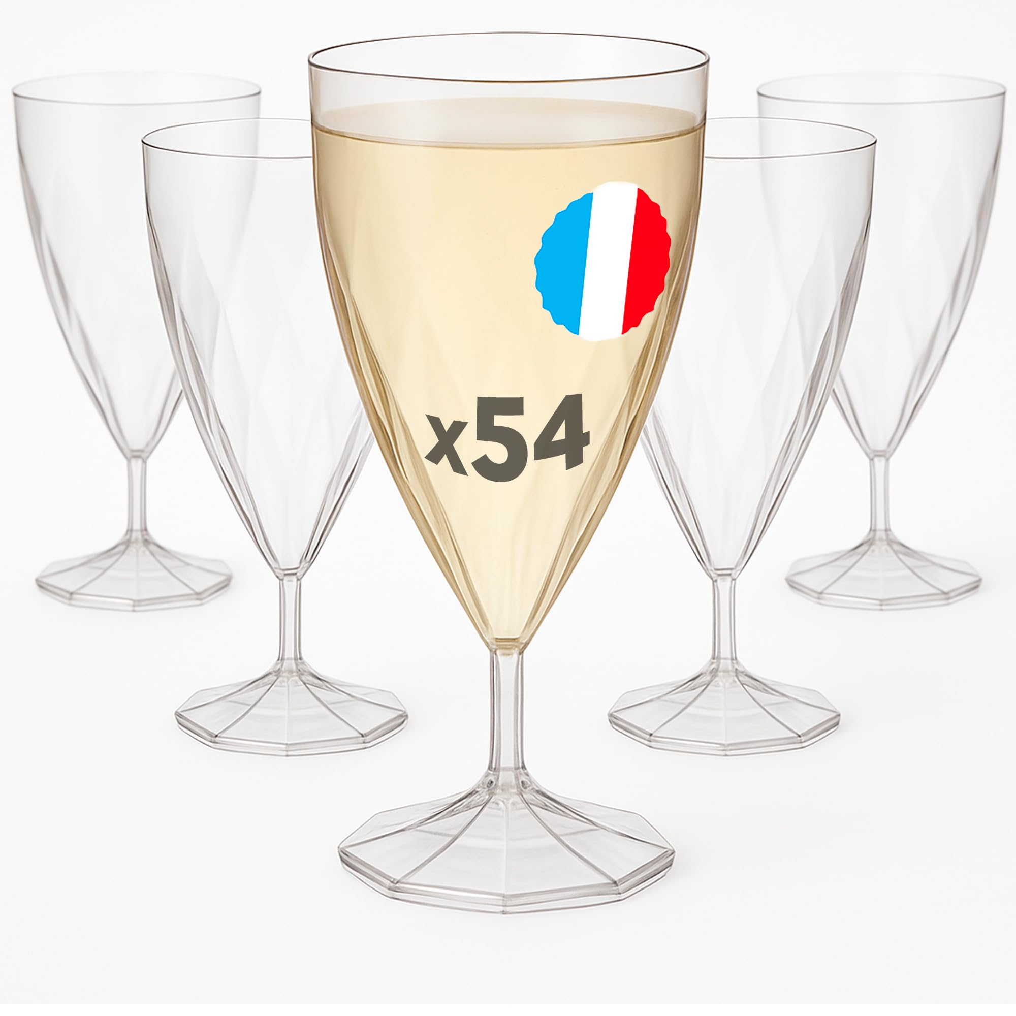 Table'Colors Pack de 54 Verres Torsadés - Design Élégant, Matière Recyclable et Réutilisable - Idéal pour Dégustation de Vins - Effet Spirale (Vin, 18 cl)
