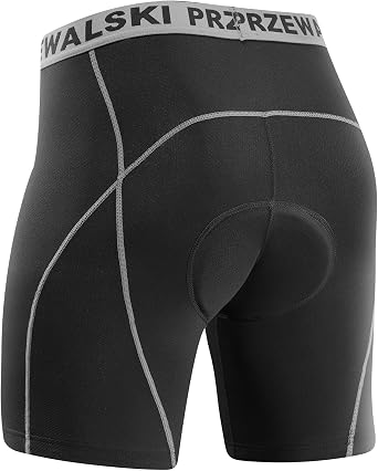 Przewalski Mens 3D Padded Bike Cycling Underwear Shorts Bike Under Shorts Bicycle MTB Liner Pants with Anti-Slip Leg Grips Gray