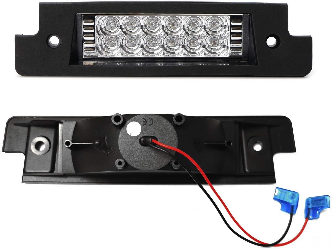 iJDMTOY High Mount 3rd Brake LED Light Assembly Compatible With Land Rover 94-04 Discovery & 97-06 Defender 90/100, Powered by 12 Red LED Emitters w/Chrome Finish