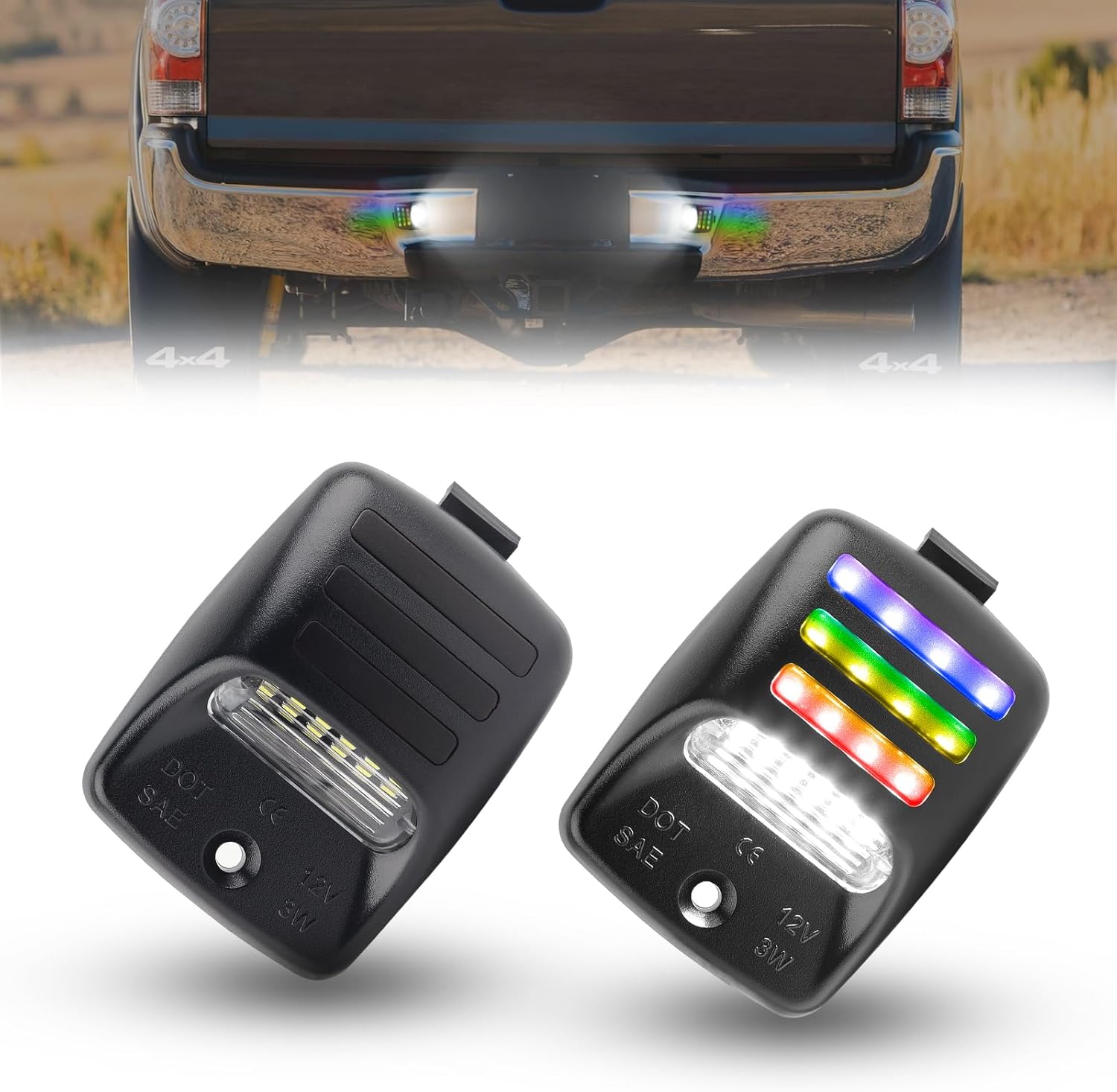 LED License Plate Light Compatible with Toyota Tacoma 2005-2015 Tundra 2000-2013 Tag Lights Assembly Replaceme OE 81270-0C020 (RGB)