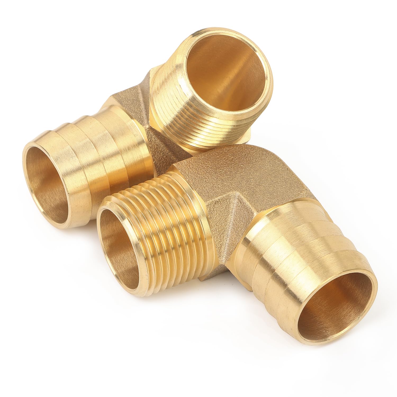 LTWFITTING 90 Degree Elbow Brass Barb Fitting 1-Inch ID Hose x 3/4-Inch Male NPT Fuel Boat Air(Pack of 2)