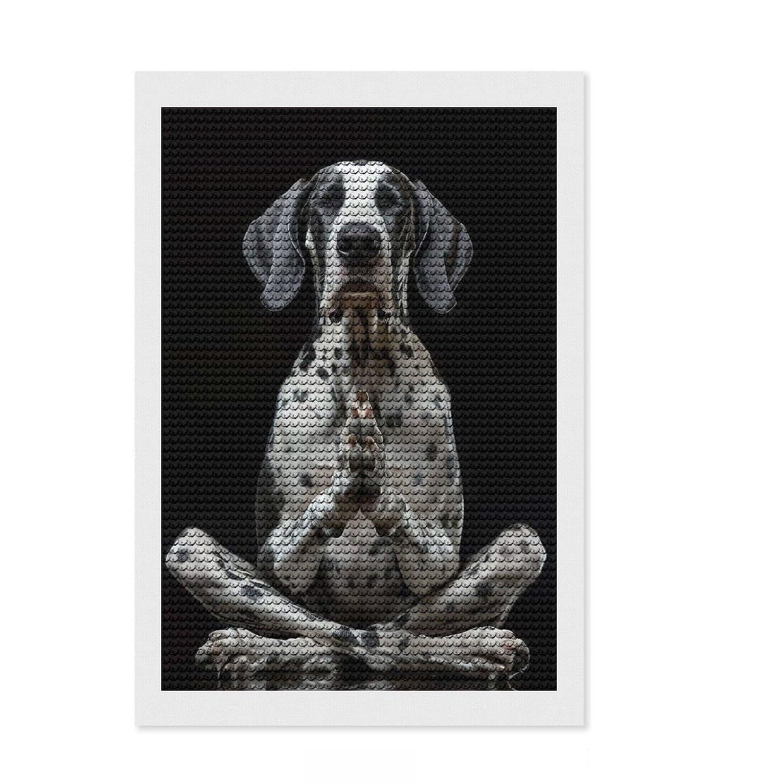 Junmoney Great Dane Yoga Relax Diamond Art Canvas 8"x12", Good for Quiet Evenings, Mindful Craft Activity, Office Decor, Gift Idea, with Tool Kit