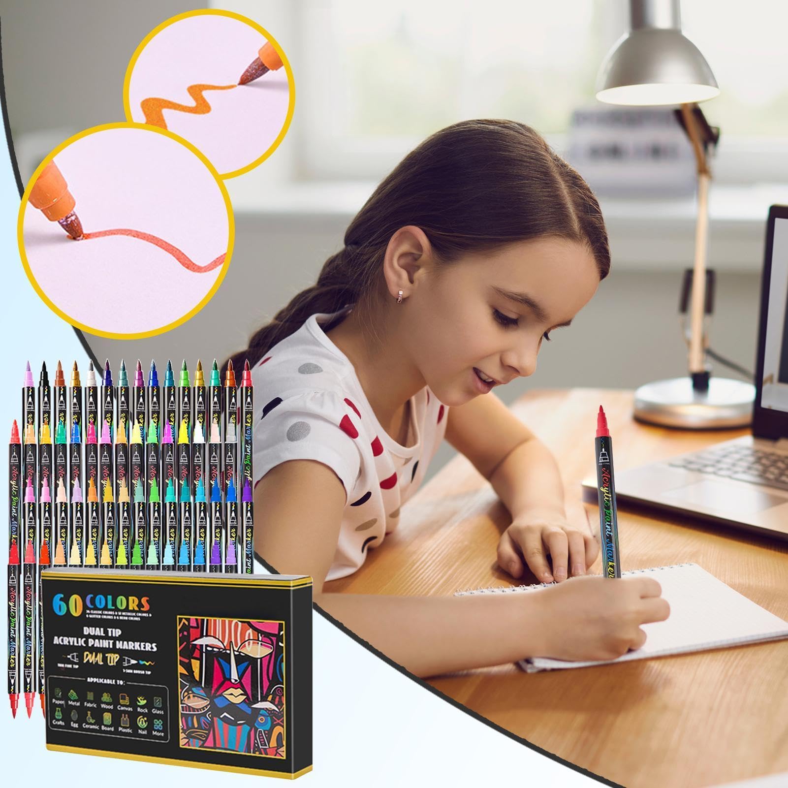 Generisch Acrylmarker Set Doppelspitze, feine Spitze, wasserbasierte Tinte