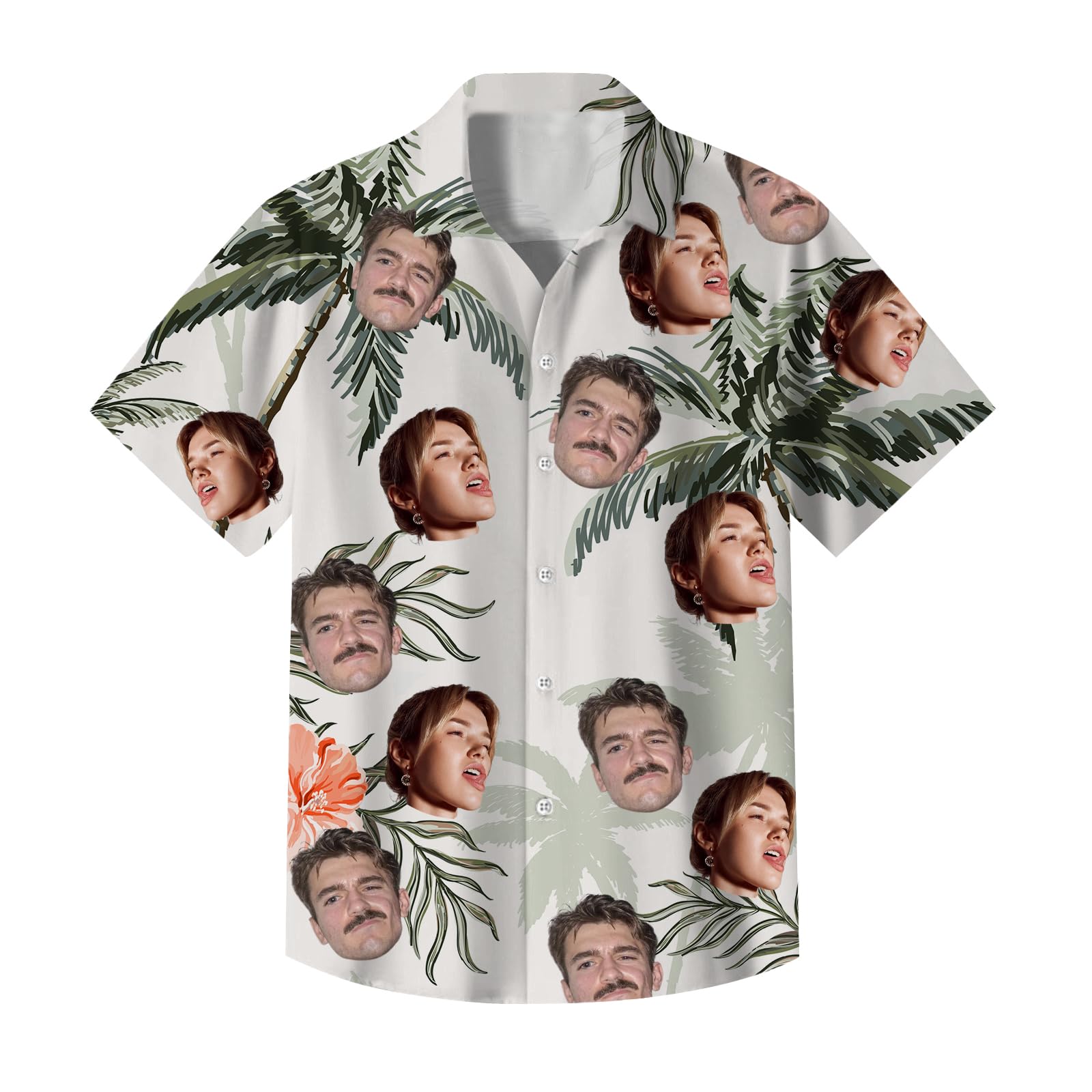 Genérico Camisas Hawaianas Personalizadas para Hombre, Camisas Hawaianas con Cara de Foto Personalizada para Hombres, Camisas con Fotos Personalizadas, Camisas de Manga Corta con Botones para Hombres#1
