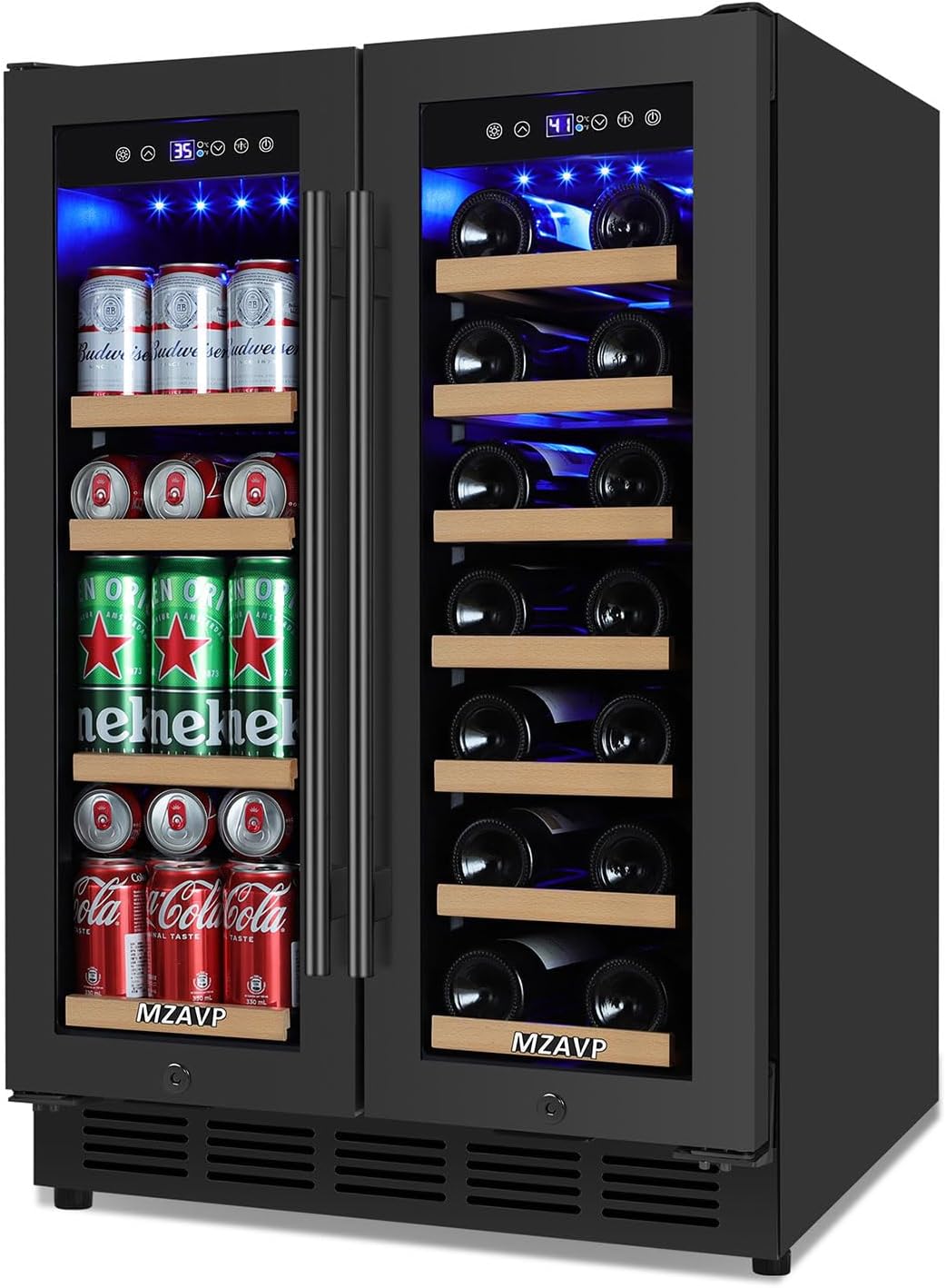 Wine and Beverage Refrigerator 24 Inch & 30 Inch, Dual Zone Wine Beverage Cooler with Large Capacity, Upgraded Cooling Technology, Built-In or Freestanding Beer Wine Fridge Black