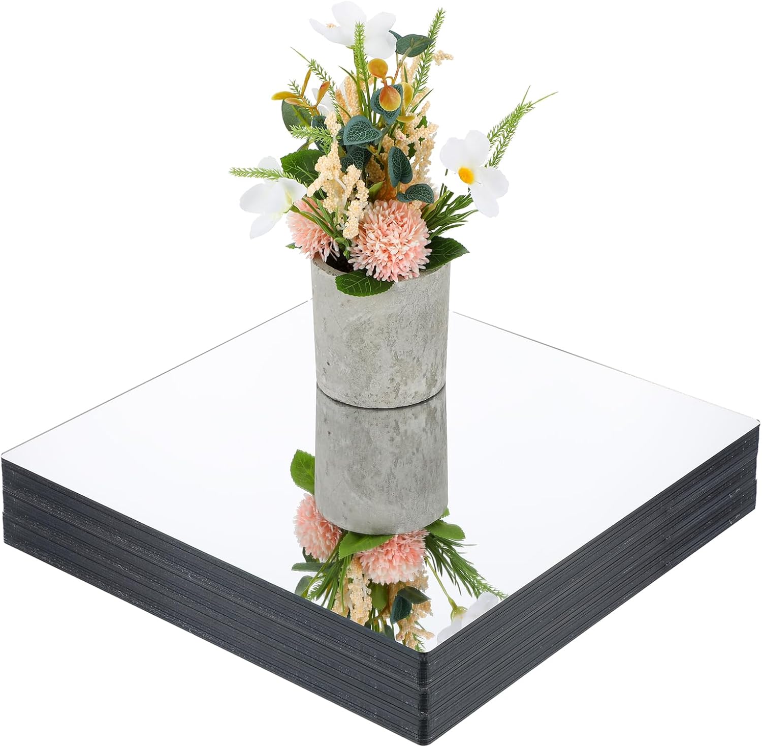 12pcs Acrylic Square Mirror Centerpieces for Tables,12" x 12" Bulk Mirror Tray Candle Holder Tray, 2mm Thick Mirrors Tiles for Dining Table, Wedding Decoration, Christmas Decoration