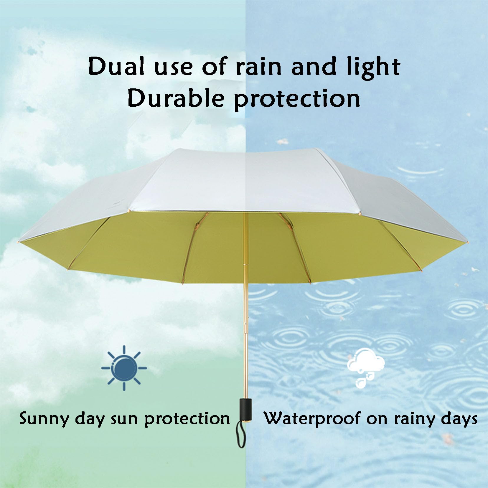 Parapluie compact de voyage à vent, parasols automatiques légers pour la pluie titane argent parapluie pliant de crème solaire, petits parapluies portables à l'épreuve du vent pour hommes