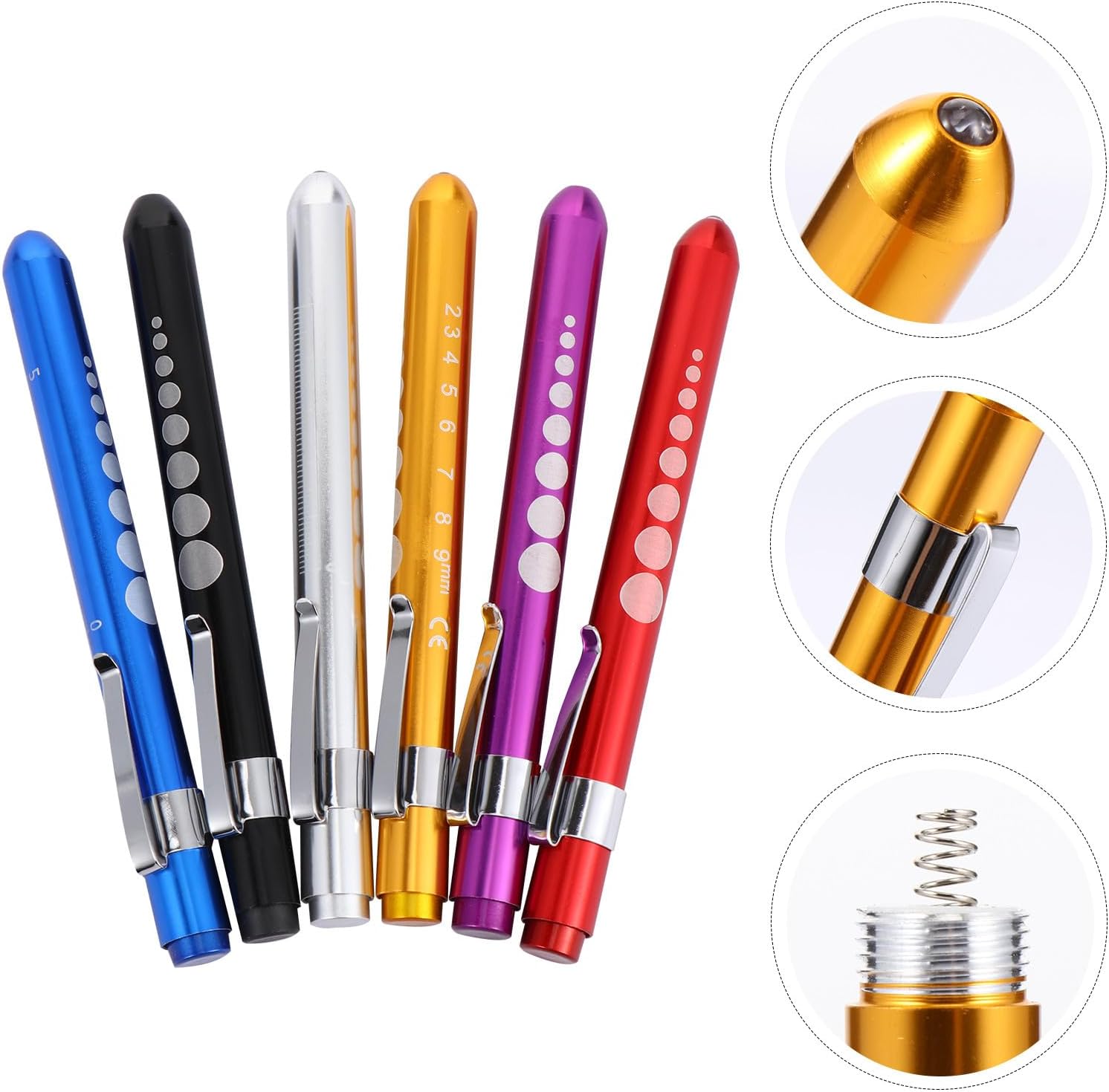 6pcs Reusable LED Diagnostic Pen with Warm Yellow Light, Compact Torch Set for Students and Healthcare Professionals, Random Color