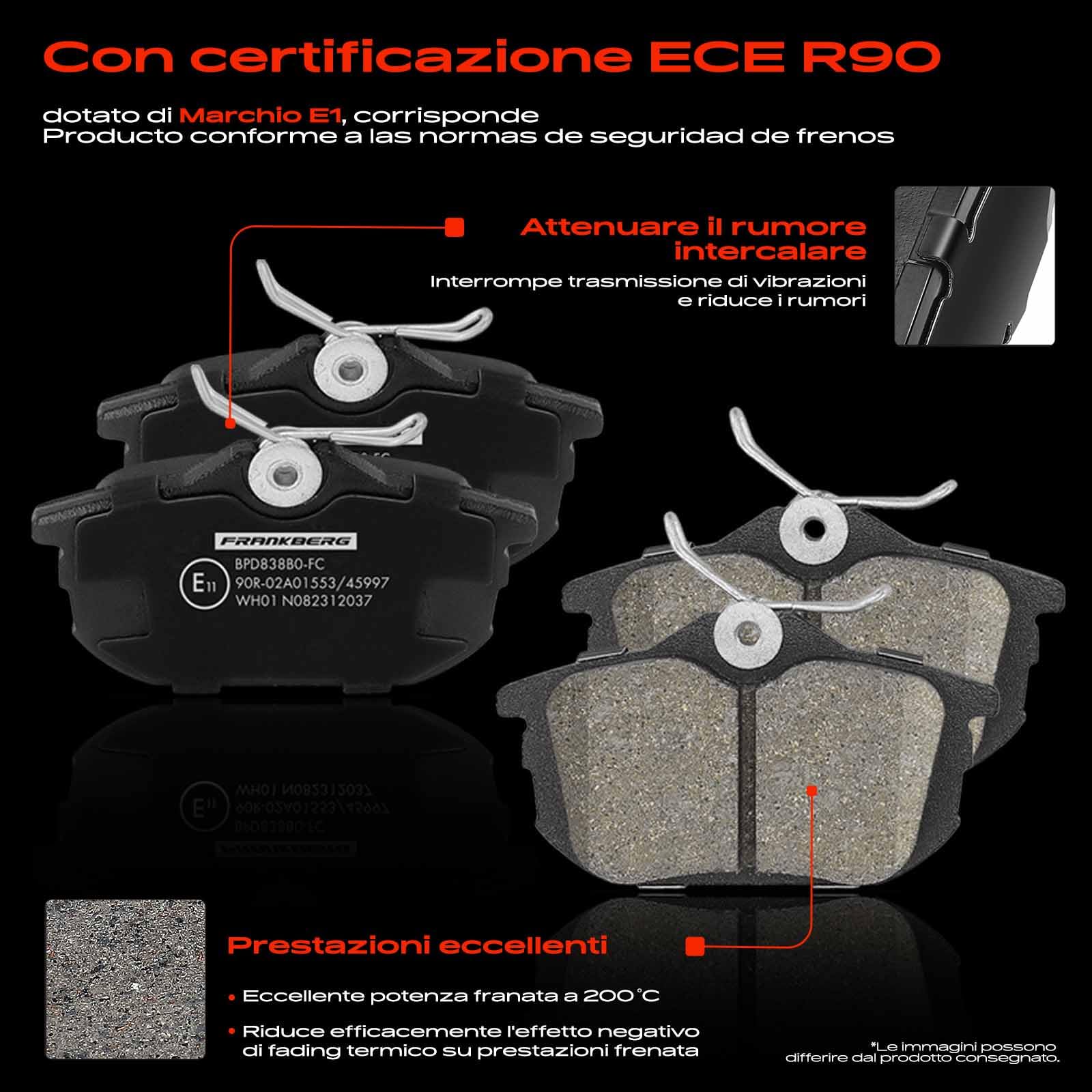 Frankberg Set freni incl. 2x Dischi Freno + 4x Pastiglie dei Freni Posteriore Compatibile con Colt VI Z2A Z3A Forfour 454 Replace# 4544201020,4605A076