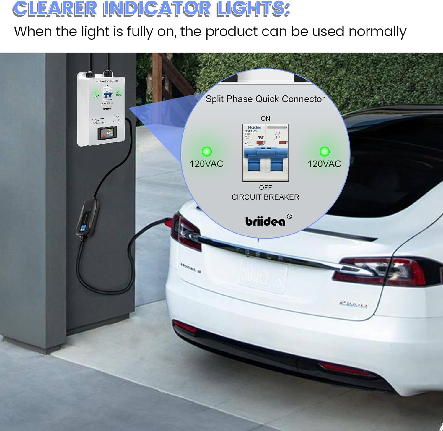 110V to 220V Quick Connectors, Briidea DIY 220-240V Power Supply from Two 110/120V AC Circuits, 220V 15AC Output Outlet, Charge The Car (GFCI Outlet Circuit Tester Included), LCD Display