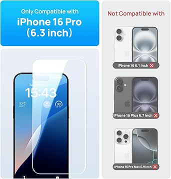BXYJY for iPhone 16 Pro Glass Screen Protector (2 Pack), Installation Frame