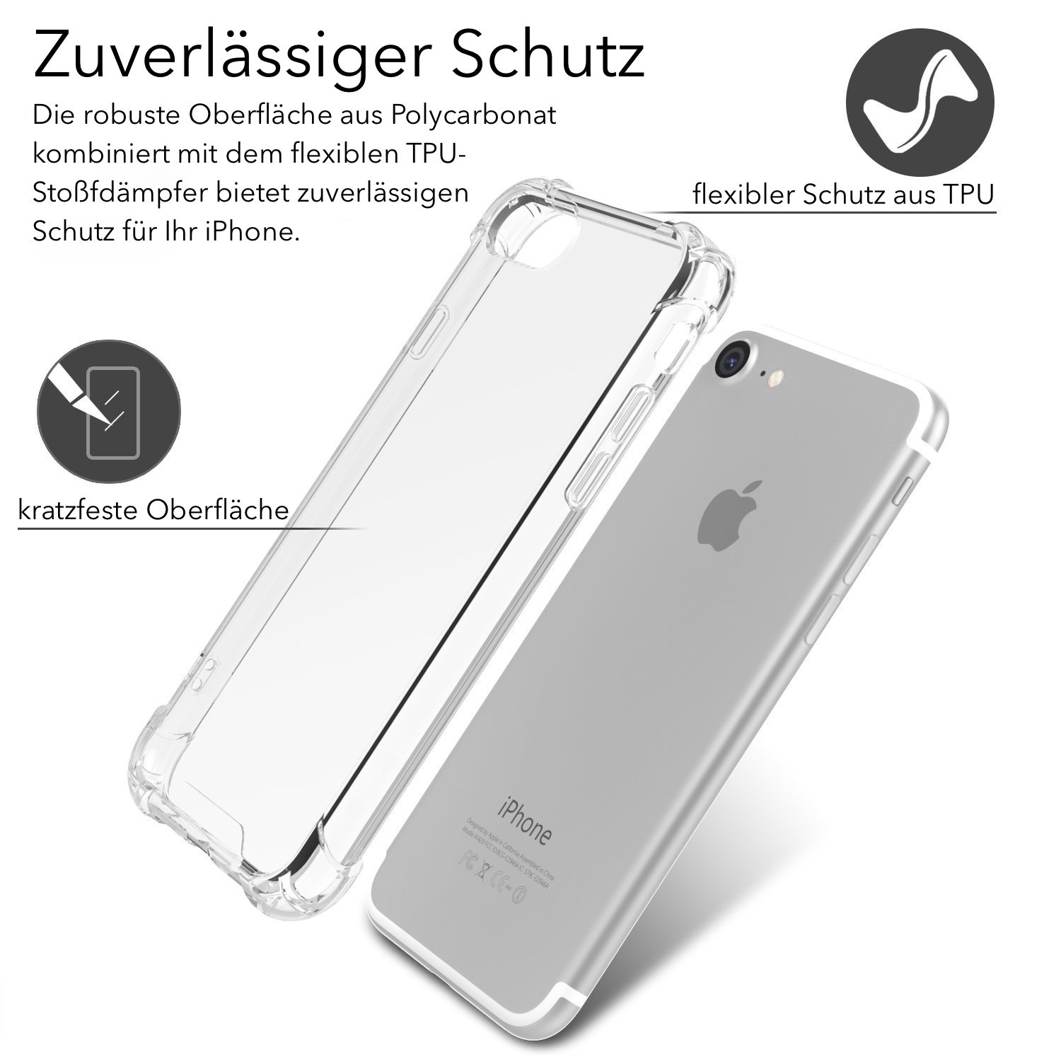 AVANA Custodia Trasparente Per IPhone SE 2020/8/7 – TPU E PC, Antigraffio, Supporta Ricarica Wireless - 4