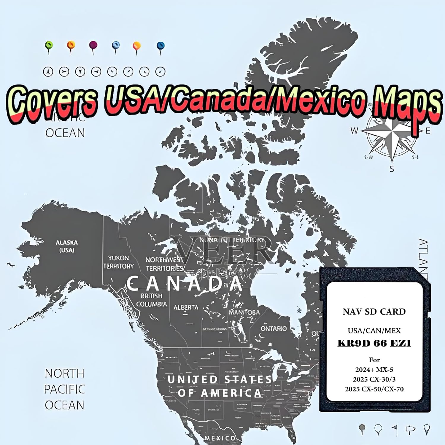 KR9D66EZ1 Latest Version Navigation SD Card | Compatible with 3/CX-30/CX-50/CX-70 (2025), MX-5 (2024+) | GPS Maps USA/CAN/MEX