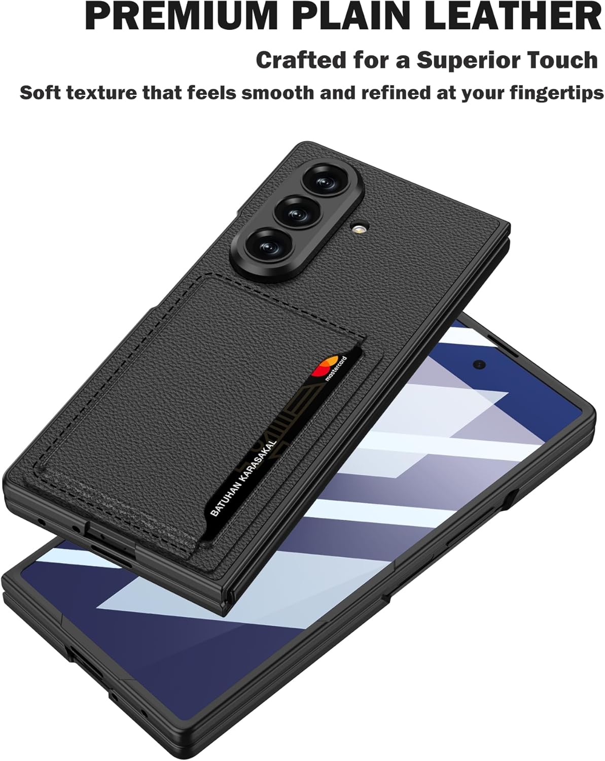 SHIEID Galaxy Z Fold7 Leather Case – Ultra Slim Protective Cover with 2 Card Slots & Screen Protector, Shockproof Wallet Case Compatible with Samsung Galaxy Z Fold 7, Cold Mountain Gray
