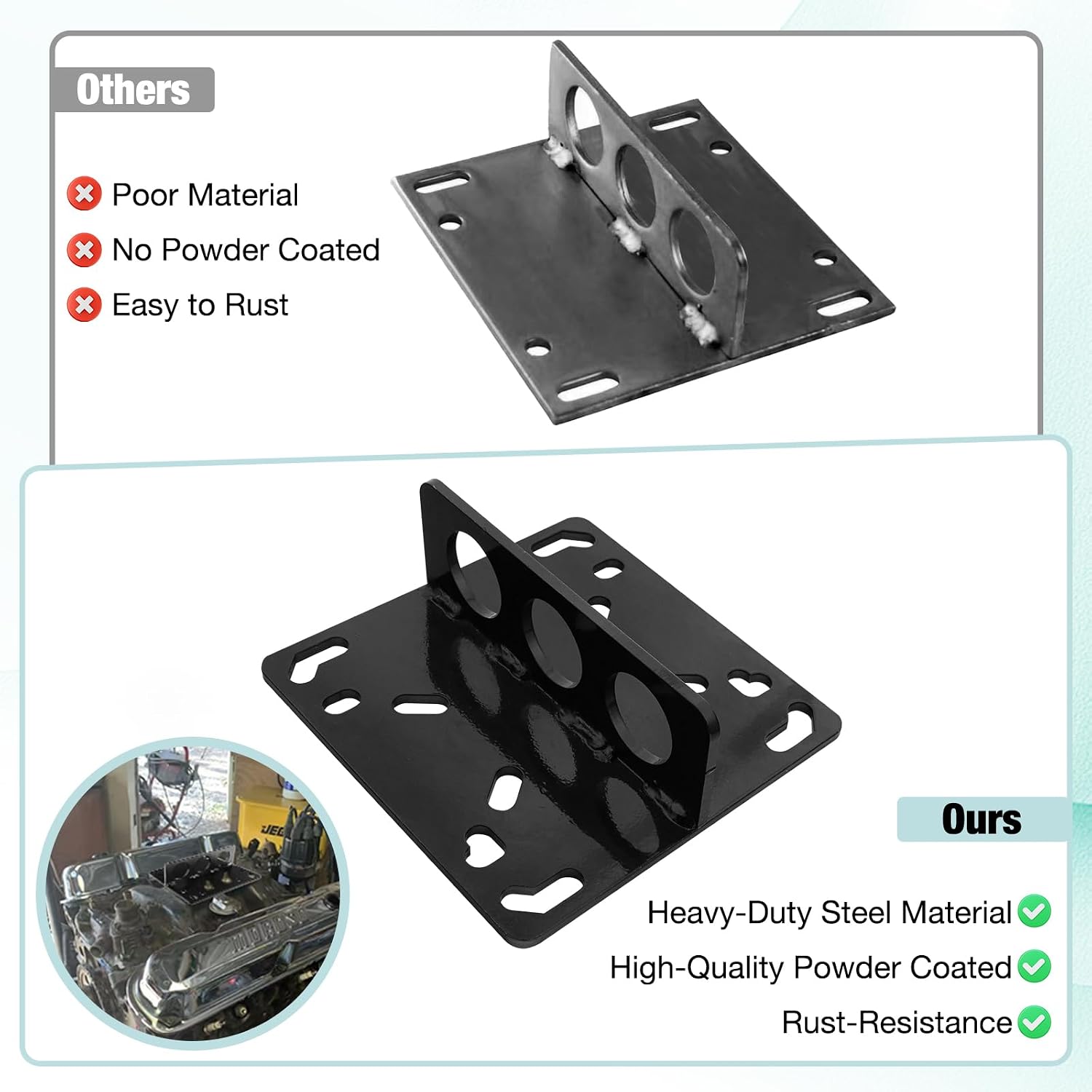 W41034 Engine Stand, Engine Lift Plate, 1/2 Ton (1,000 Lbs.) Capacity Universal Engine Lift Plate (Black)