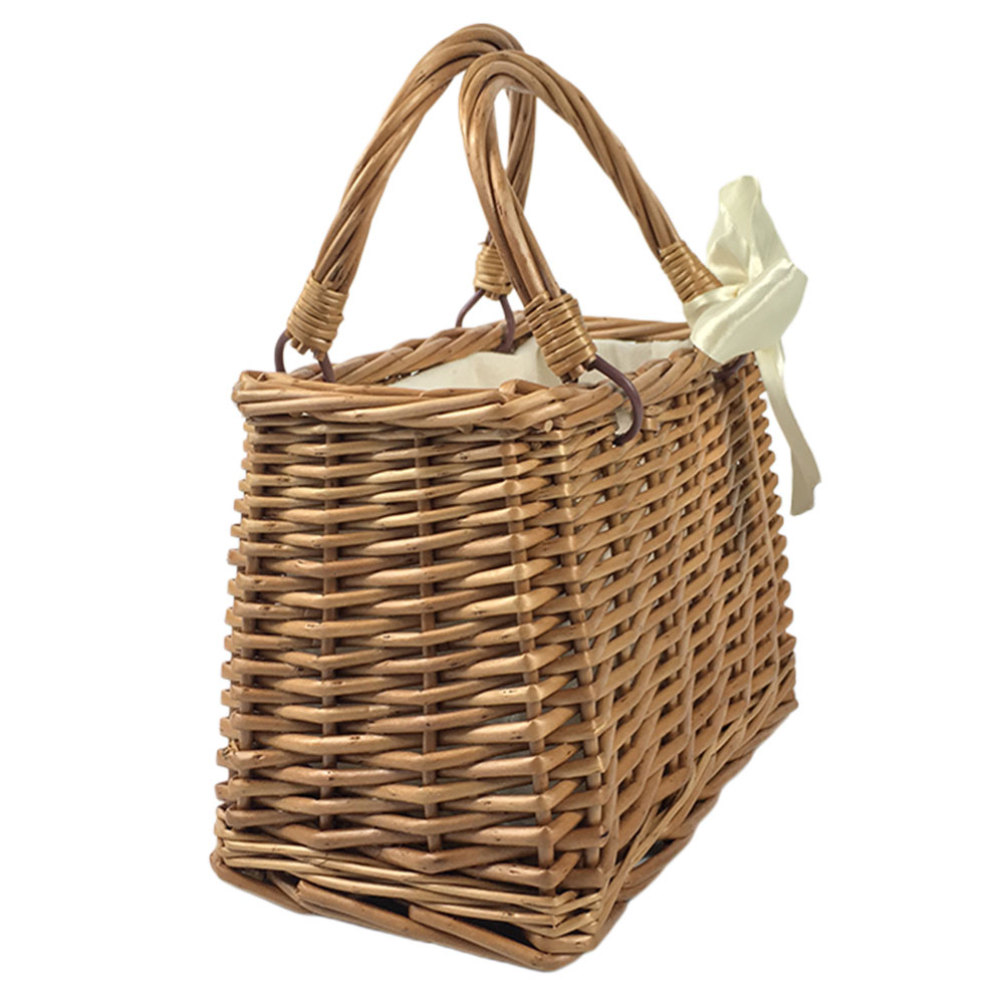Bolso de mimbre tejido tipo bolso tote con asa superior miniatura 7