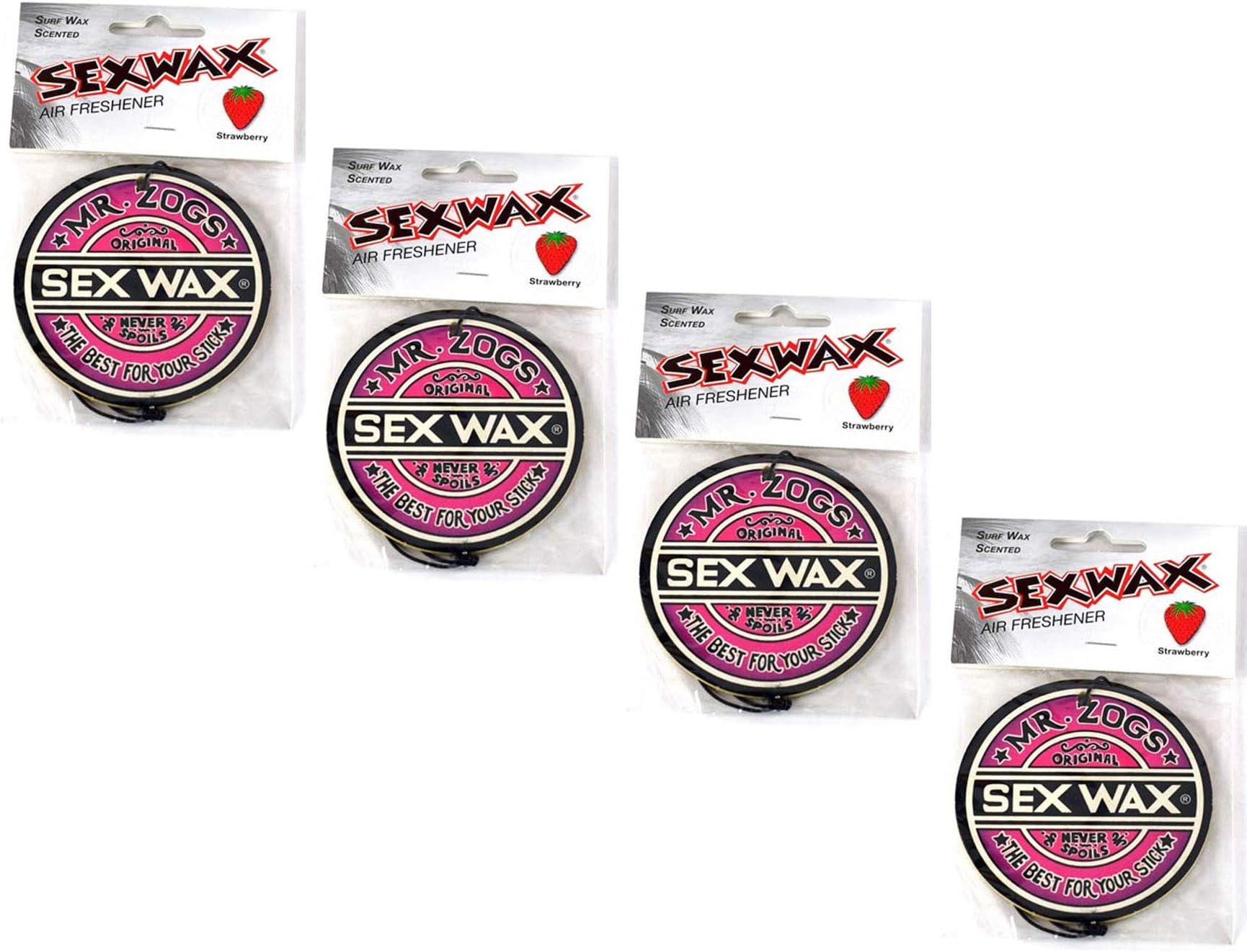 Sex Wax Mr. Zoggs AIR FRESHENER 3" Logo Purple 4-Pack Strawberry