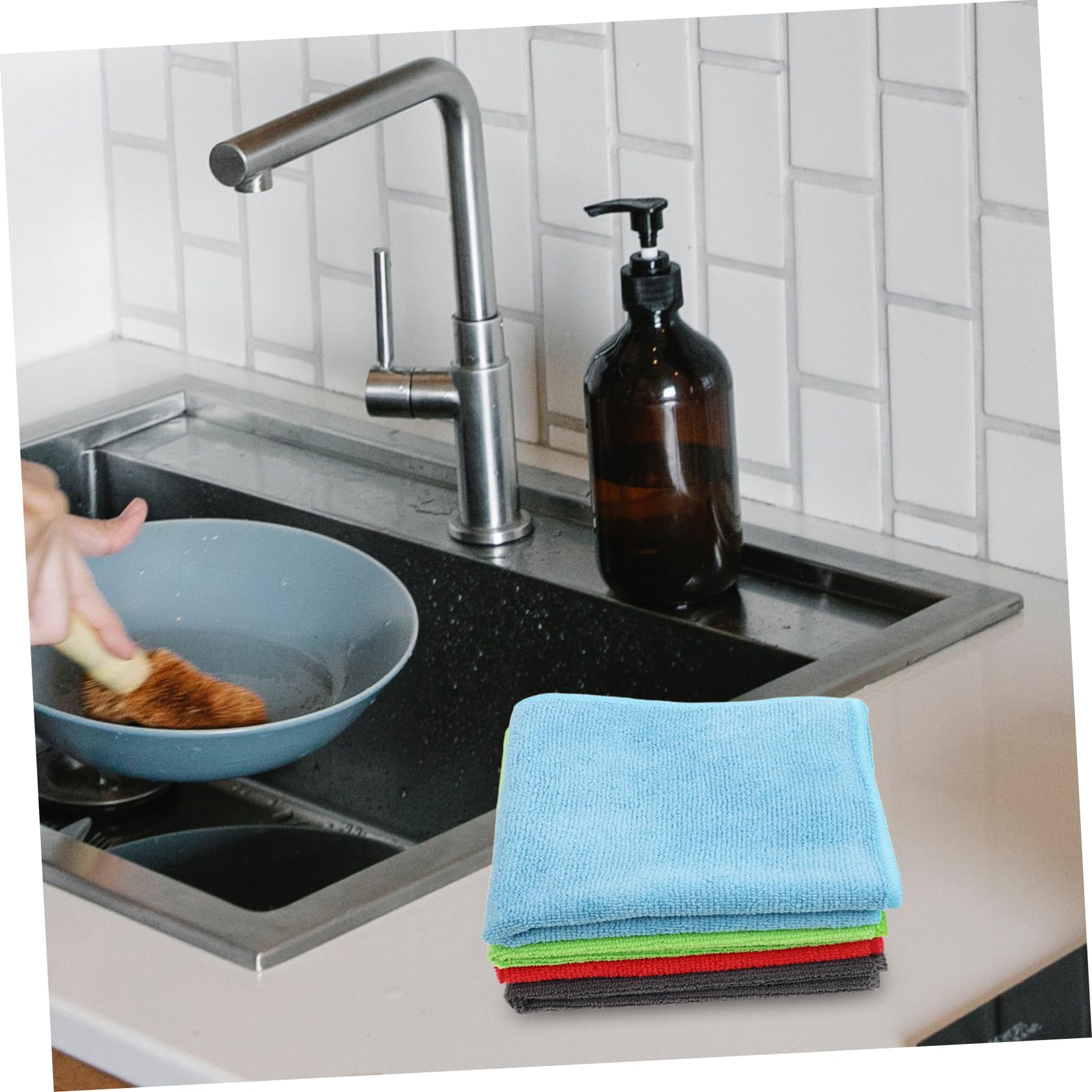 ERINGOGO Paños de Microfibra Súper Absorbentes para Cocina y Coche, 24 Unidades Reutilizables, Multiusos Alta Absorción para Limpieza