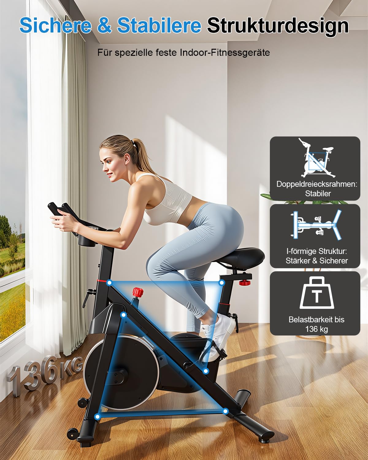 2026 Neu Heimtrainer Fahrrad mit App, Lacuffy Einstellbarer Magnetischer Widerstand Hometrainer Fahrrad, Leise & Bequem Ergometer Heimtrainer, LCD-Display, Bis 136KG mit KI-Coach