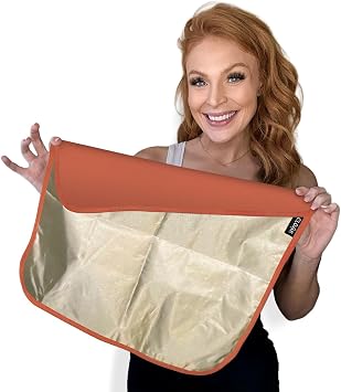 TYENT The Cloak Faraday Blanket for Adults and Kids Buffers Direct Contact with Electronics at Home, During Travel or at Work 18x18in Lap Blanket with Silver Faraday Cloth - Salmon Moon