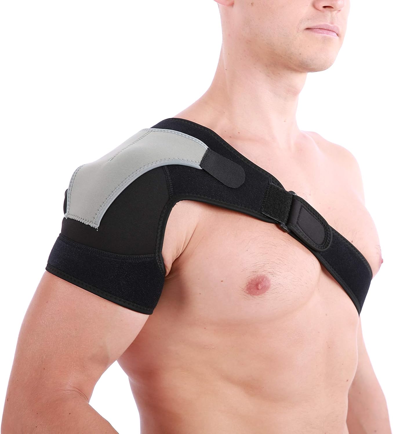 Shoulder Support Brace,Adjustable Stabilizer Wrap Compression Shoulder Sleeve for Injury Recovery from Torn Rotator Cuff Frozen Shoulder/Right or Left Side (Left, Black/Gray) : Health & Household